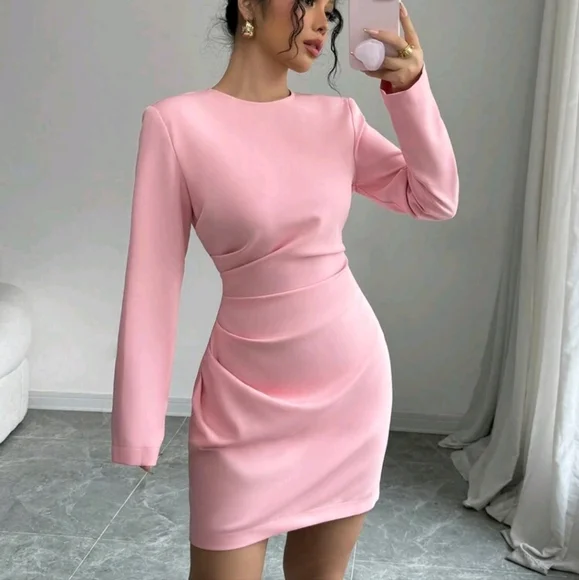 chinese dress ladies Long Sleeve Dress Elegance Apricot Dress / S main image 0